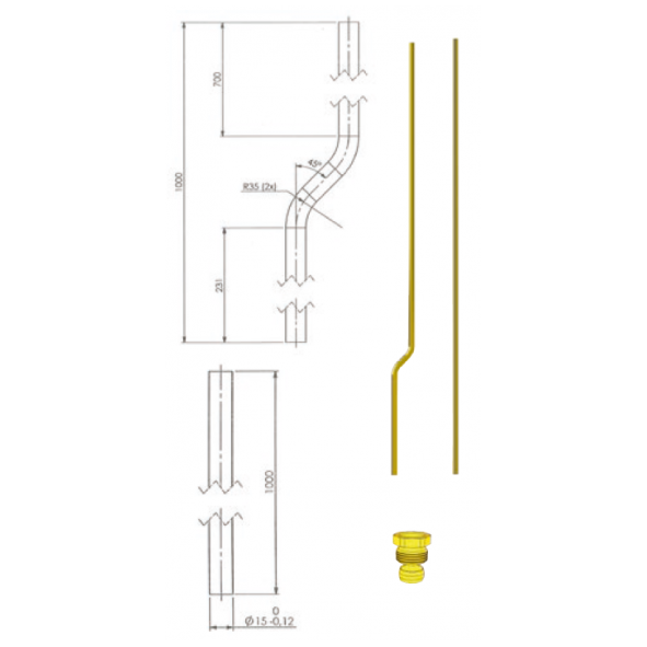 Putsat & lackerat mässingsrör & kombikoppling