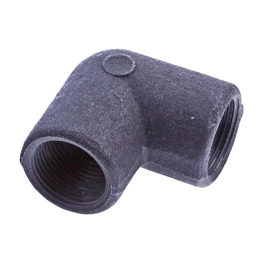 Vinkel 90° med 2 muff (Smidd)