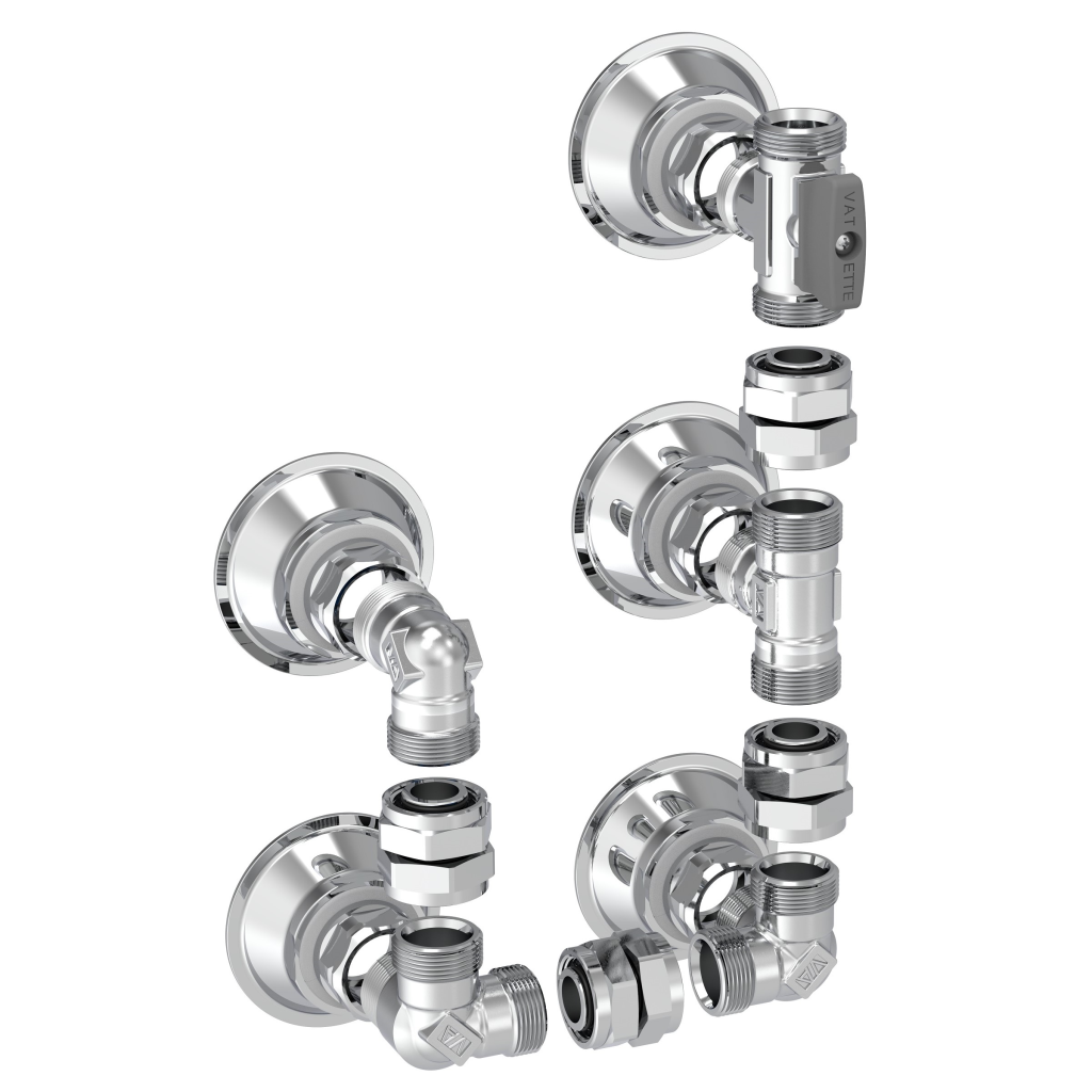 V6 Väggfördelarset U-form 5-rör med kulventil 20-matning